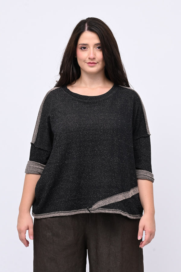 Maglia scatola sale e pepe - Nero