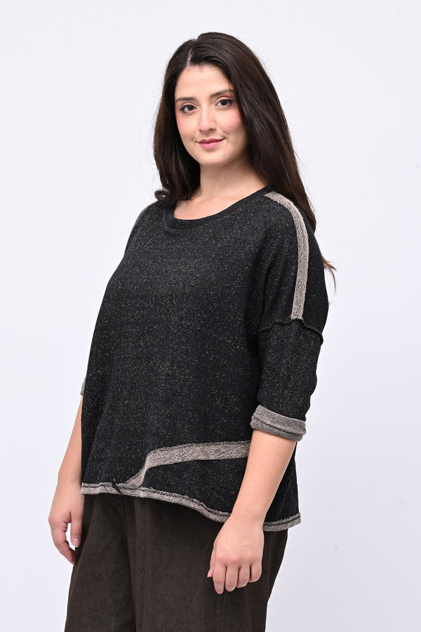 Maglia scatola sale e pepe - Nero