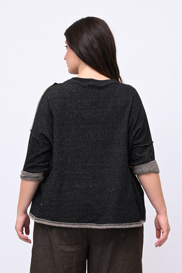 Maglia scatola sale e pepe - Nero