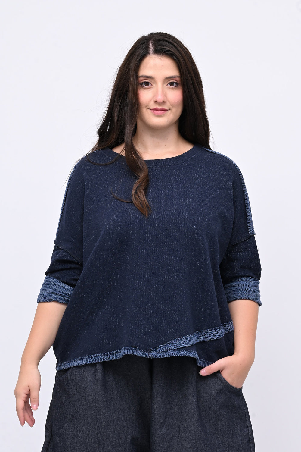 Maglia scatola sale e pepe - Blu