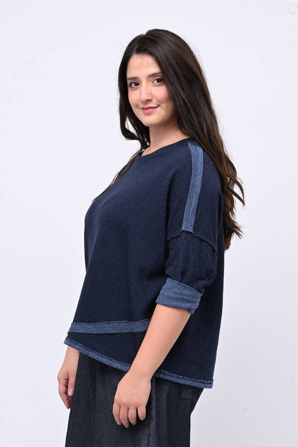 Maglia scatola sale e pepe - Blu