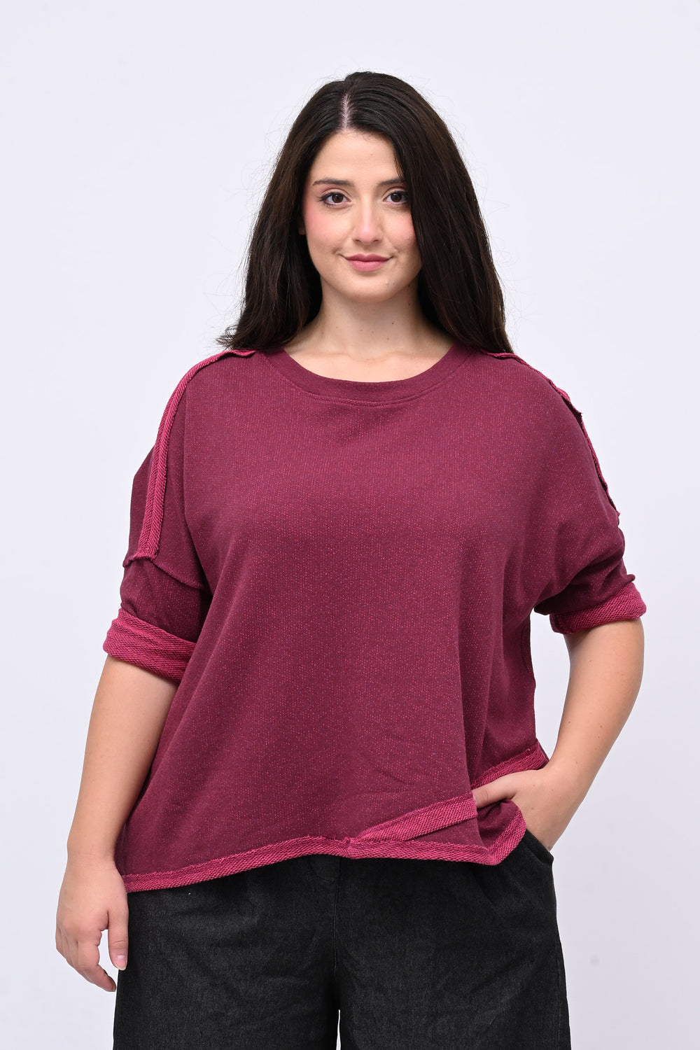 Maglia scatola sale e pepe - Lampone