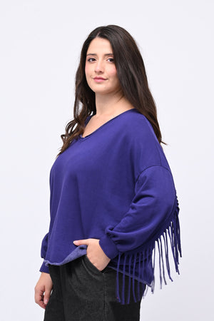 Felpa garzata frange - Viola