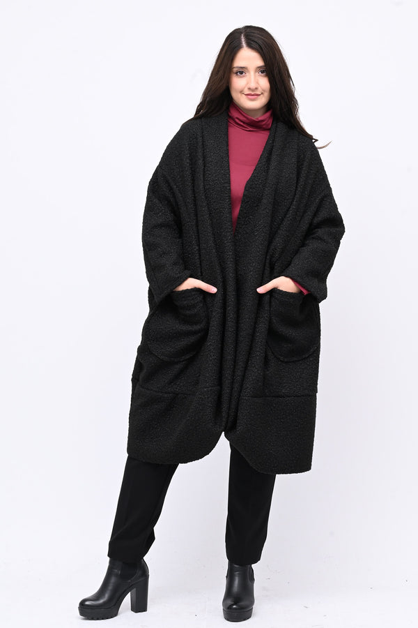 Cappotto bouclè ovetto - Nero