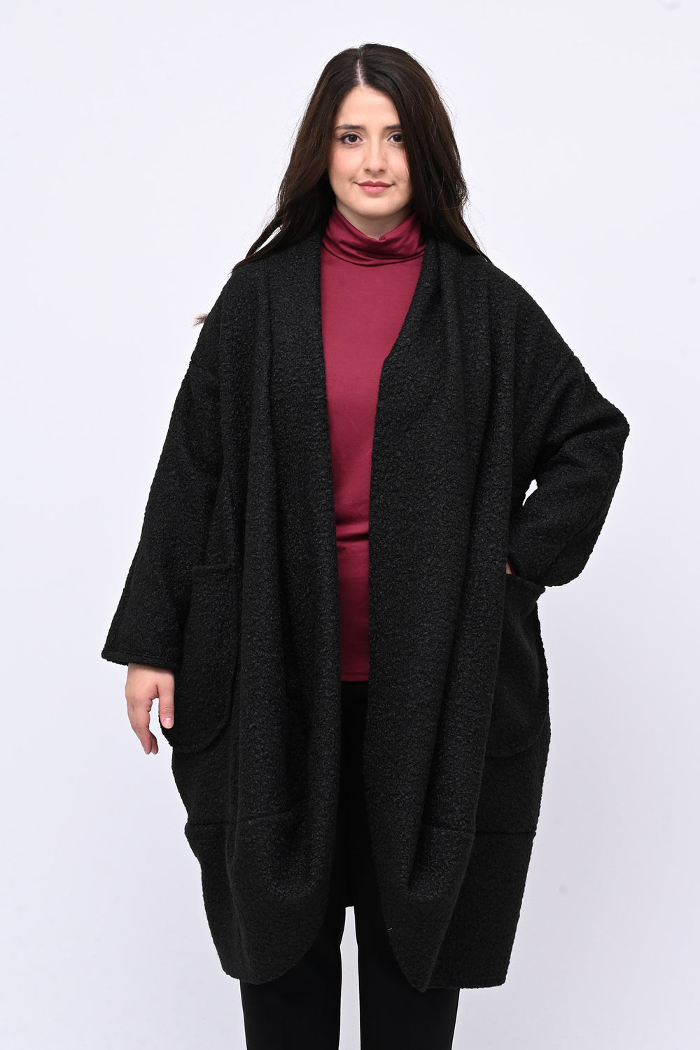 Cappotto bouclè ovetto - Nero