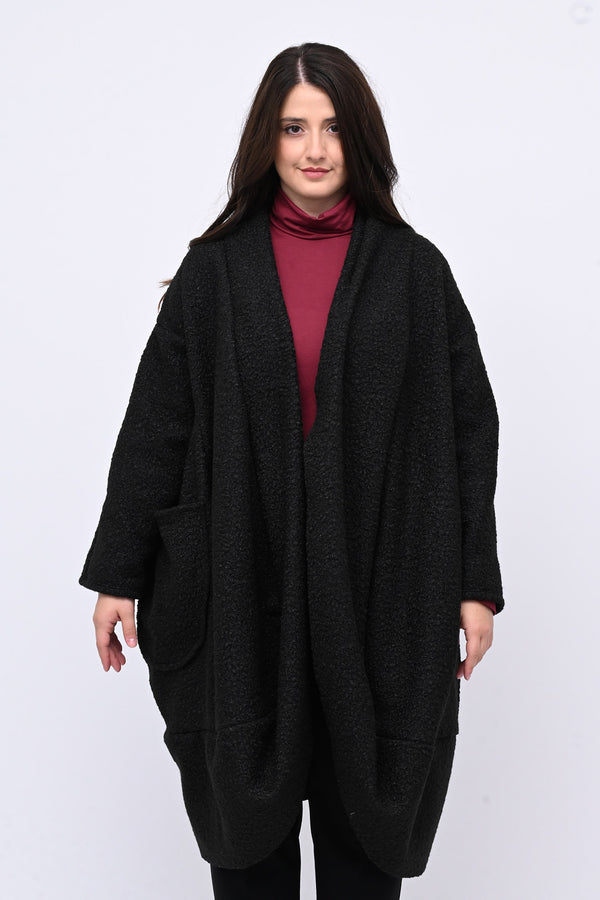 Cappotto bouclè ovetto - Nero