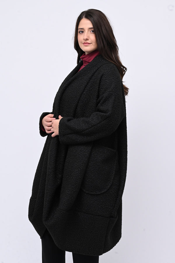 Cappotto bouclè ovetto - Nero