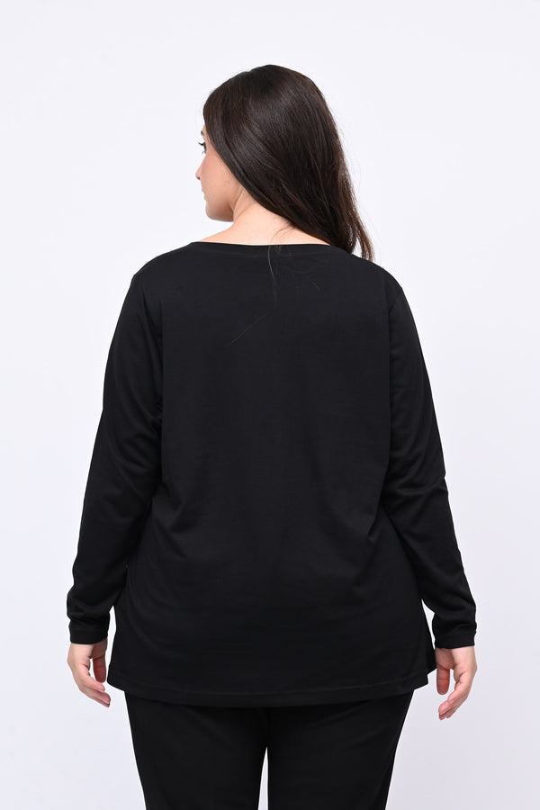 Maglia pietre strass - Nero