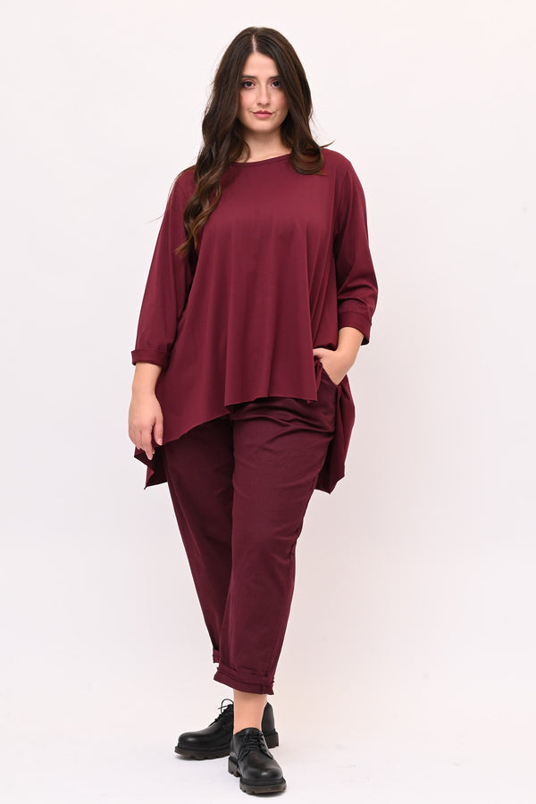 T-shirt ruota manica lunga - Vino
