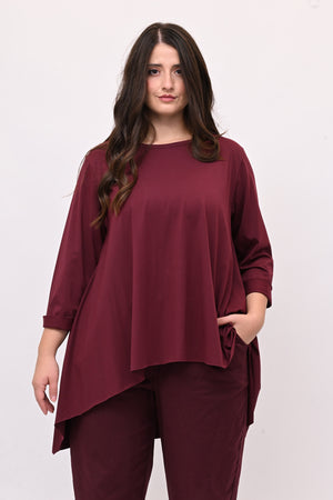 T-shirt ruota manica lunga - Vino