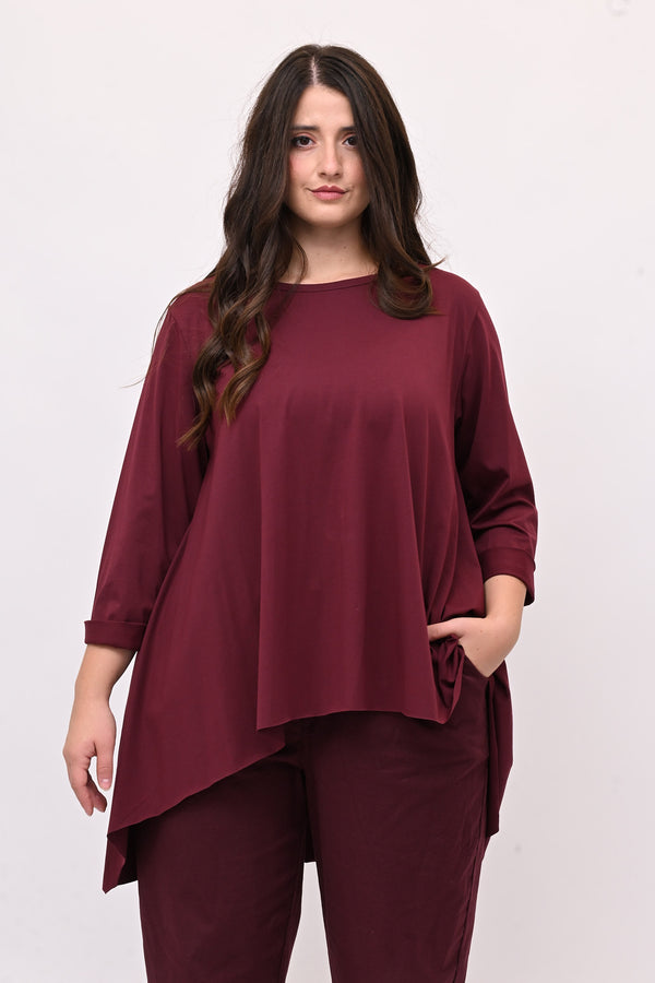 T-shirt ruota manica lunga - Vino