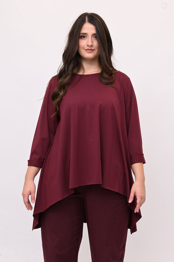 T-shirt ruota manica lunga - Vino
