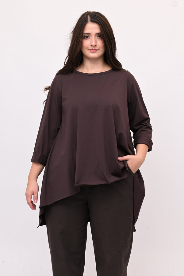 T-shirt ruota manica lunga  - Moro