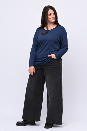 Maglia basica giro collo viscosa - Blu
