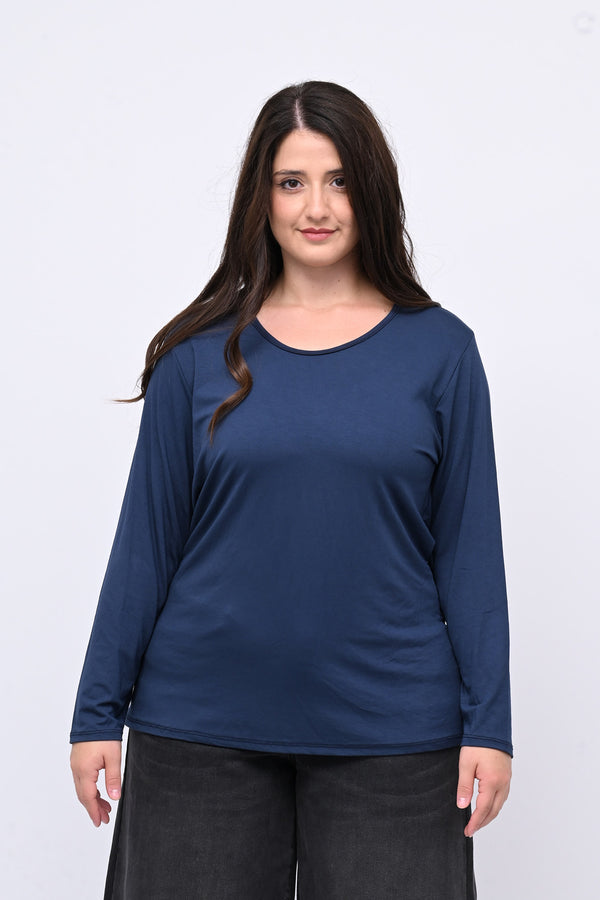 Maglia basica giro collo viscosa - Blu