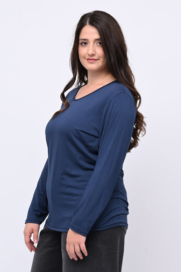 Maglia basica giro collo viscosa - Blu