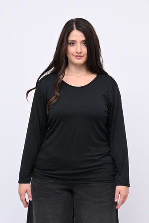 Maglia basica giro collo viscosa - Nero