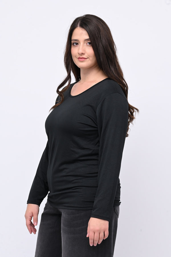 Maglia basica giro collo viscosa - Nero
