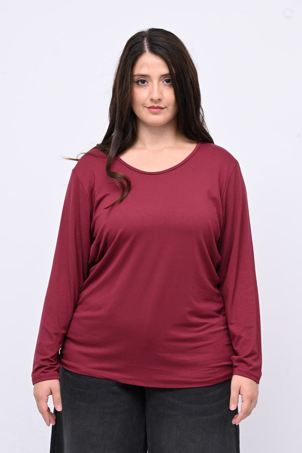 Maglia basica giro collo viscosa - Vino