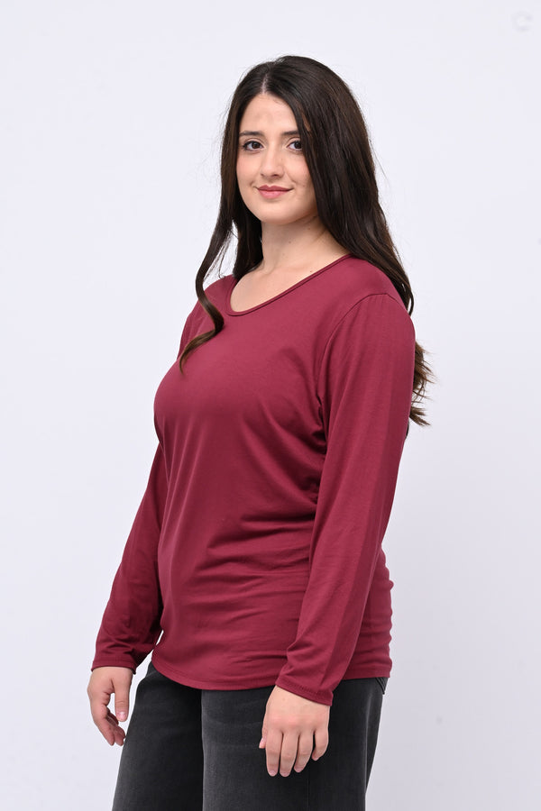 Maglia basica giro collo viscosa - Vino