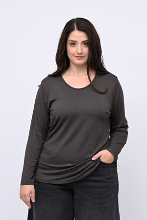 Maglia basica giro collo viscosa - Moro