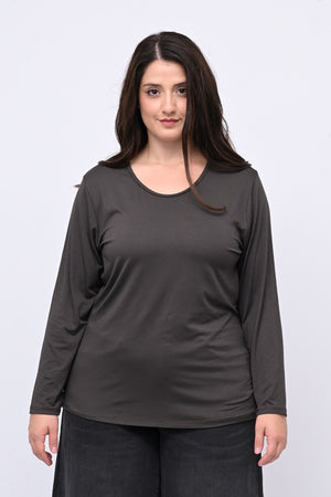 Maglia basica giro collo viscosa - Moro