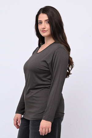 Maglia basica giro collo viscosa - Moro