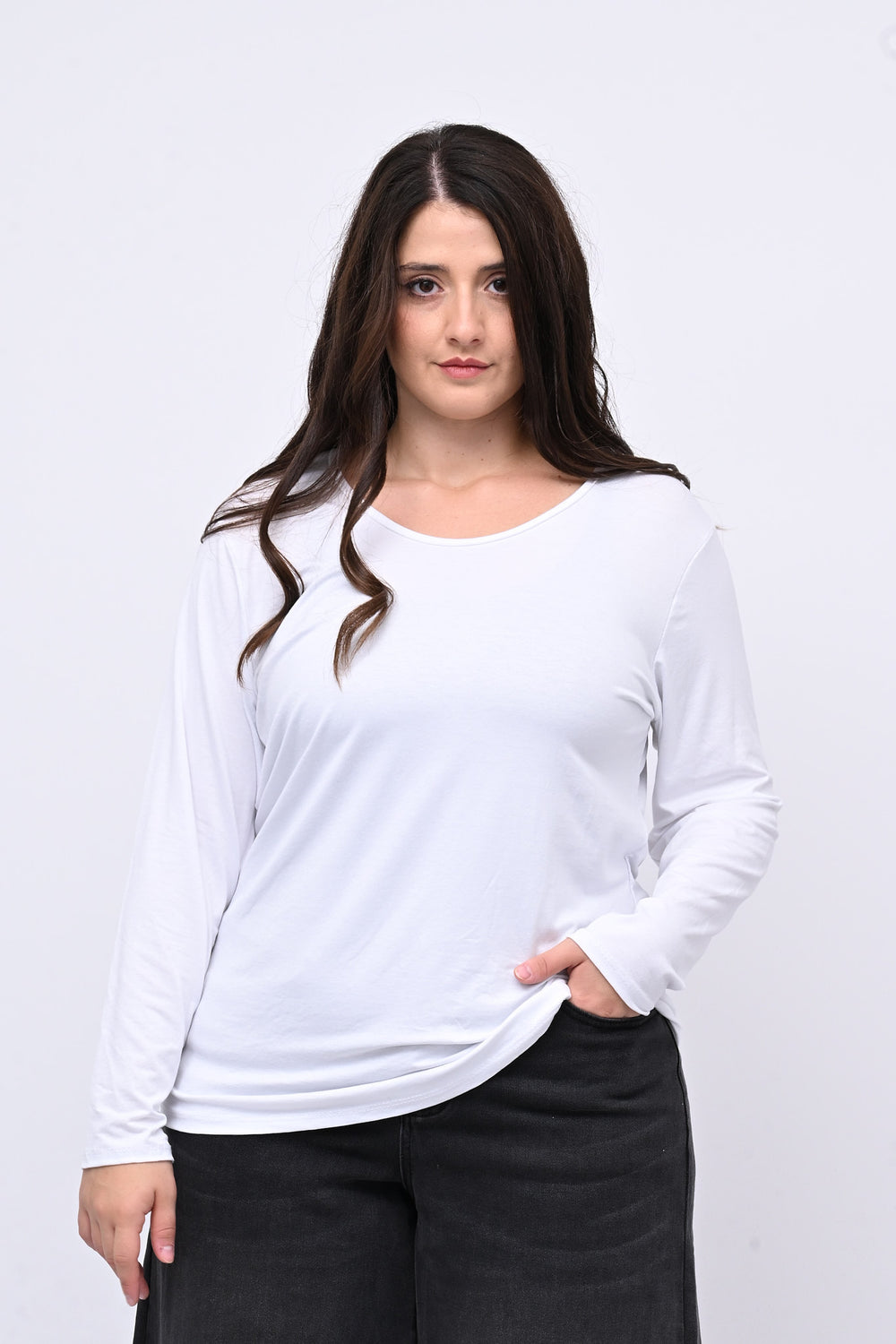 Maglia basica giro collo viscosa - Bianco