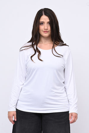 Maglia basica giro collo viscosa - Bianco