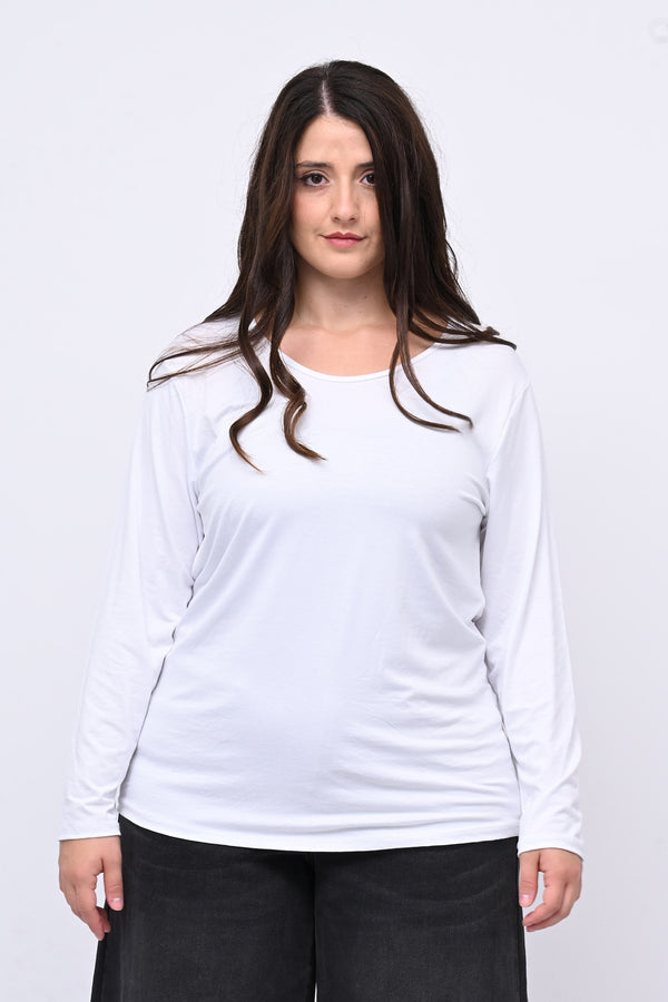 Maglia basica giro collo viscosa - Bianco