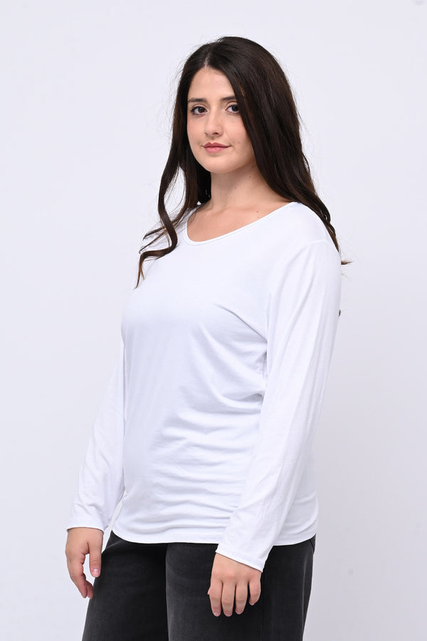 Maglia basica giro collo viscosa - Bianco