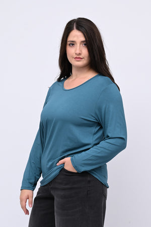 Maglia basica giro collo viscosa - Pavone