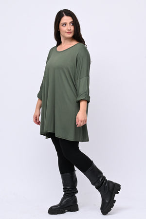 Maglia basica viscosa over - Verde militare