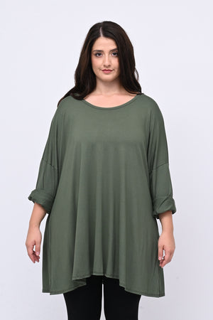 Maglia basica viscosa over - Verde militare