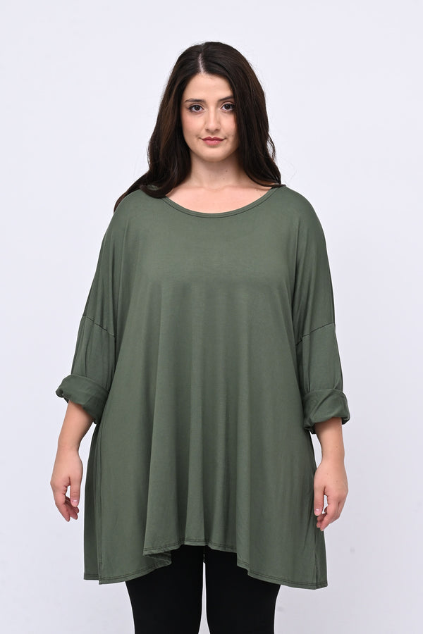 Maglia basica viscosa over - Verde militare