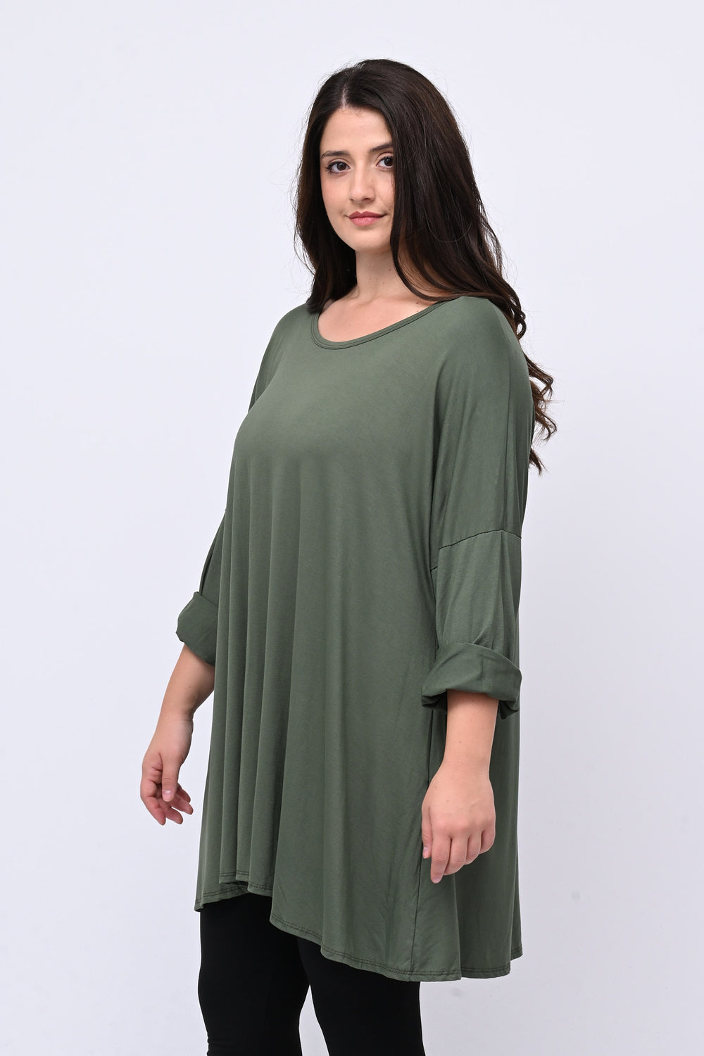 Maglia basica viscosa over - Verde militare