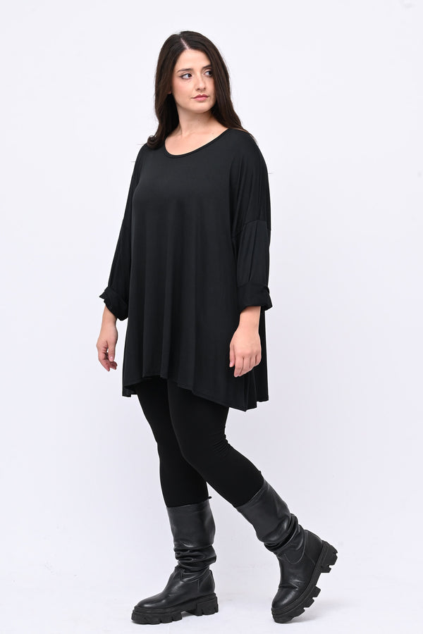 Maglia basica viscosa over - Nero