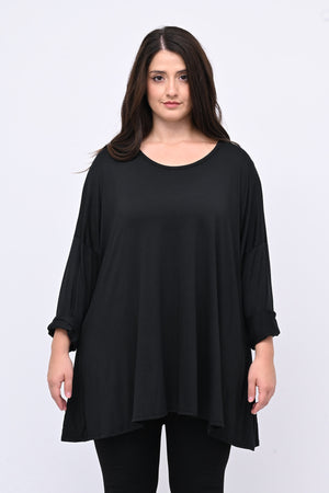 Maglia basica viscosa over - Nero