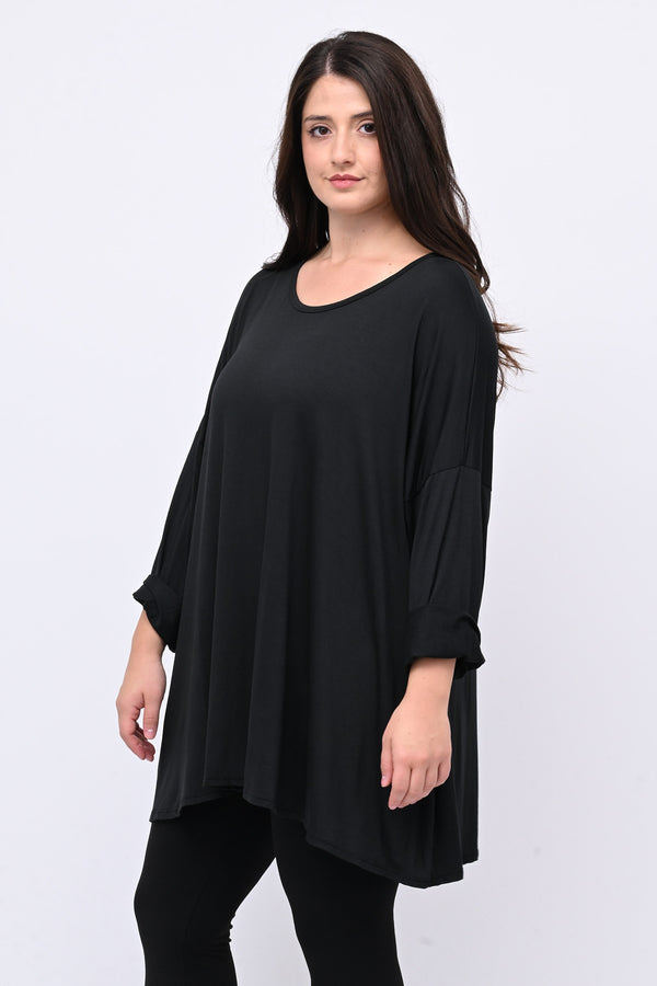 Maglia basica viscosa over - Nero