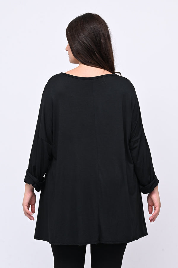 Maglia basica viscosa over - Nero