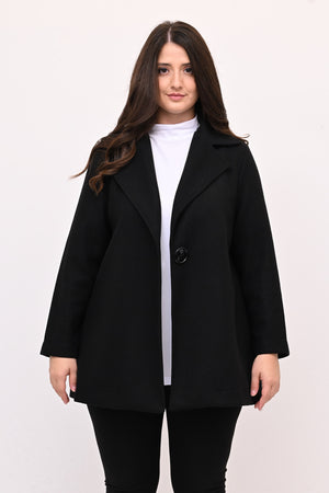 Cappotto panno maxi bottone - Nero