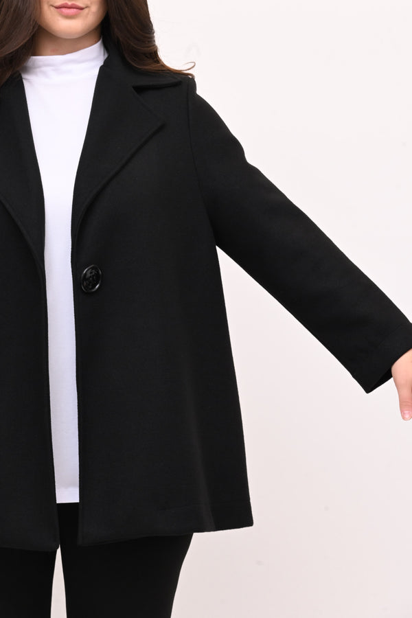 Cappotto panno maxi bottone - Nero