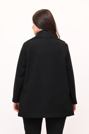 Cappotto panno maxi bottone - Nero