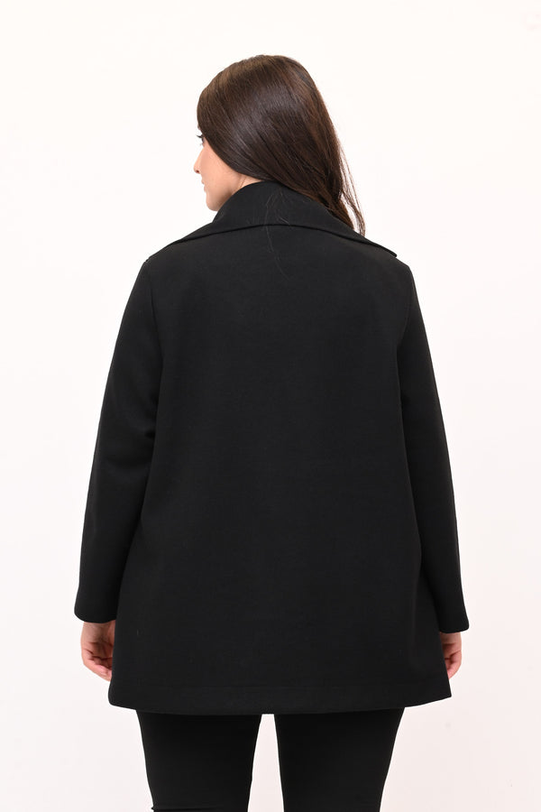 Cappotto panno maxi bottone - Nero