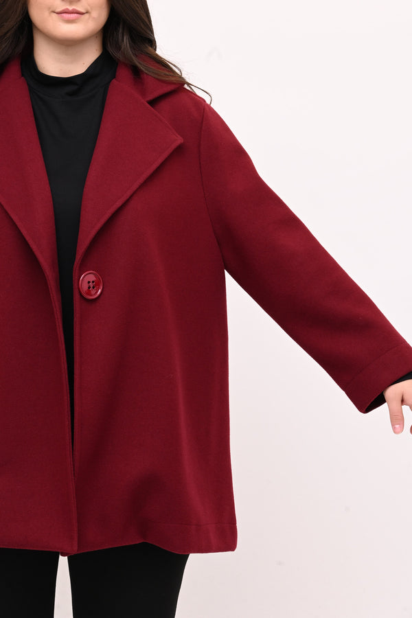 Cappotto panno maxi bottone - Bordò