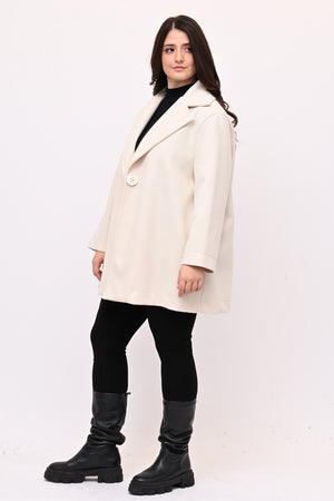 Cappotto panno maxi bottone - Burro