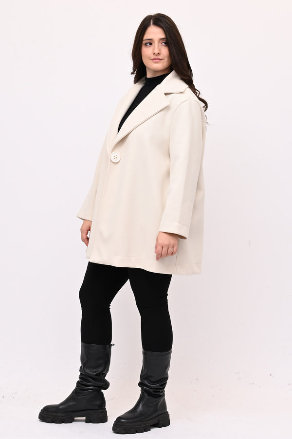 Cappotto panno maxi bottone - Burro