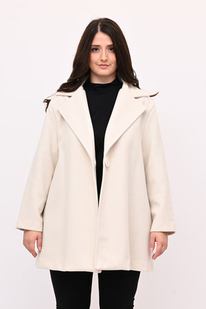 Cappotto panno maxi bottone - Burro
