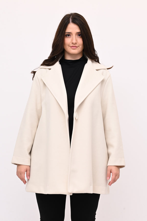 Cappotto panno maxi bottone - Burro