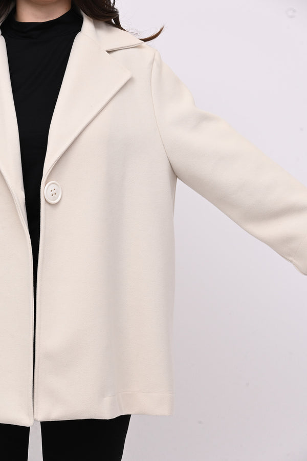 Cappotto panno maxi bottone - Burro